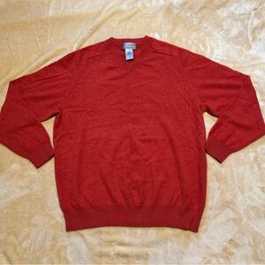 Paolo Mondo 100% Cashmere 2 ply Sweater Pullover Mens XL Orange Vneck